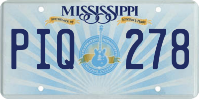 MS license plate PIQ278