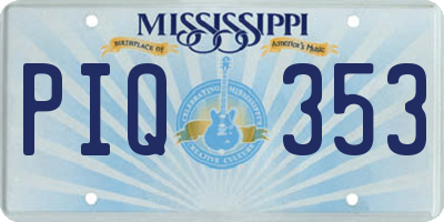 MS license plate PIQ353