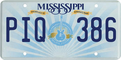 MS license plate PIQ386