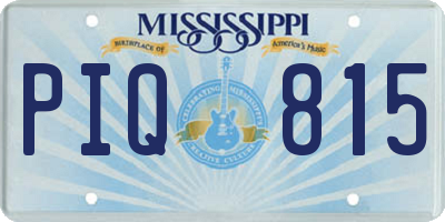 MS license plate PIQ815