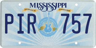 MS license plate PIR757