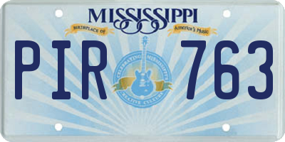 MS license plate PIR763