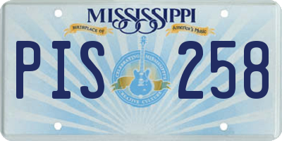 MS license plate PIS258