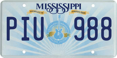 MS license plate PIU988