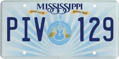 MS license plate PIV129