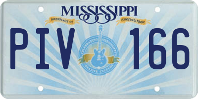 MS license plate PIV166