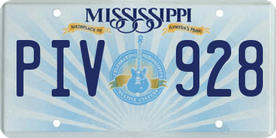 MS license plate PIV928