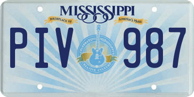 MS license plate PIV987