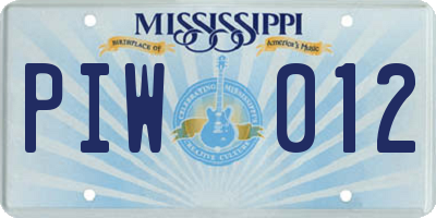 MS license plate PIW012