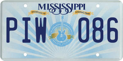 MS license plate PIW086