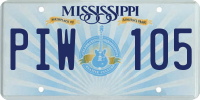 MS license plate PIW105