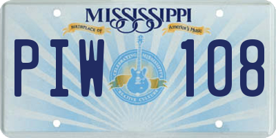 MS license plate PIW108