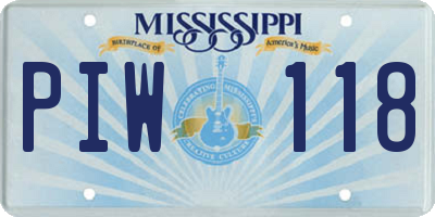 MS license plate PIW118