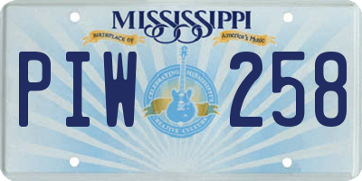 MS license plate PIW258