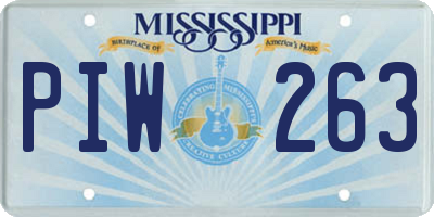 MS license plate PIW263