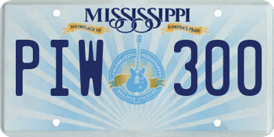 MS license plate PIW300