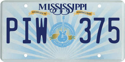 MS license plate PIW375