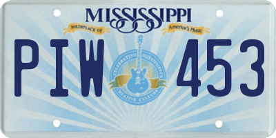MS license plate PIW453
