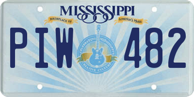 MS license plate PIW482