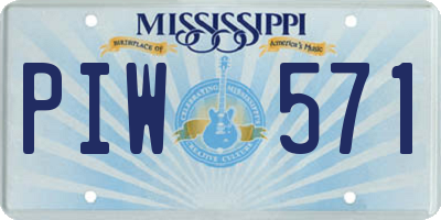 MS license plate PIW571