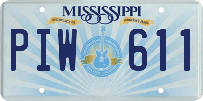 MS license plate PIW611
