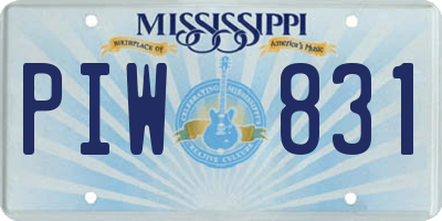 MS license plate PIW831