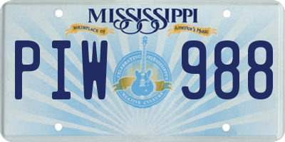 MS license plate PIW988