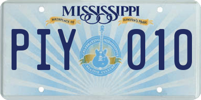 MS license plate PIY010
