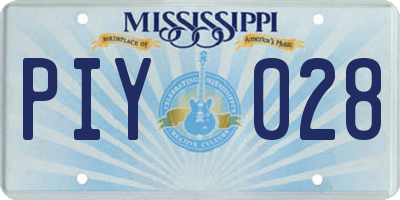 MS license plate PIY028