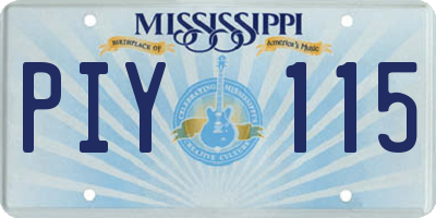 MS license plate PIY115