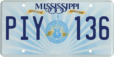 MS license plate PIY136