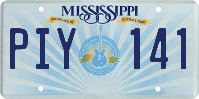 MS license plate PIY141