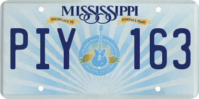MS license plate PIY163