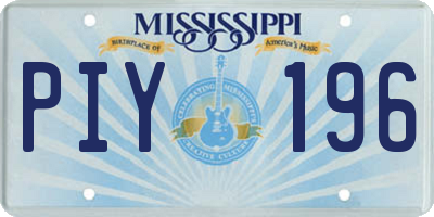 MS license plate PIY196