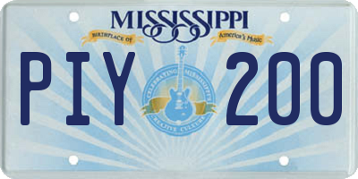 MS license plate PIY200