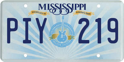 MS license plate PIY219