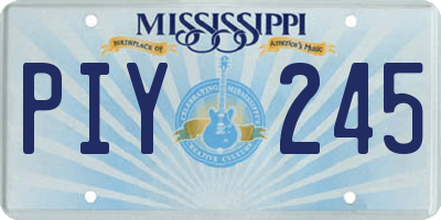 MS license plate PIY245