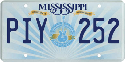 MS license plate PIY252