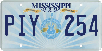 MS license plate PIY254