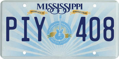 MS license plate PIY408