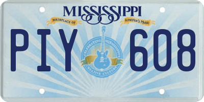 MS license plate PIY608