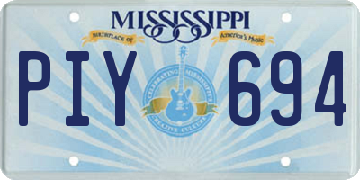 MS license plate PIY694
