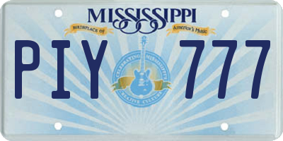 MS license plate PIY777