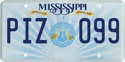 MS license plate PIZ099