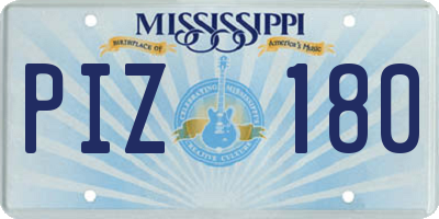 MS license plate PIZ180