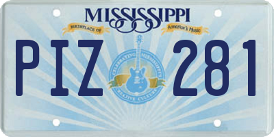 MS license plate PIZ281
