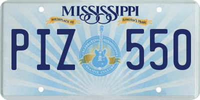 MS license plate PIZ550