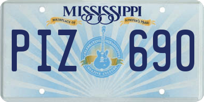 MS license plate PIZ690