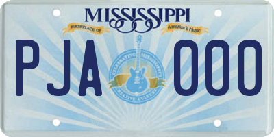 MS license plate PJA000