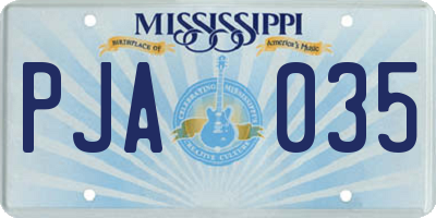 MS license plate PJA035